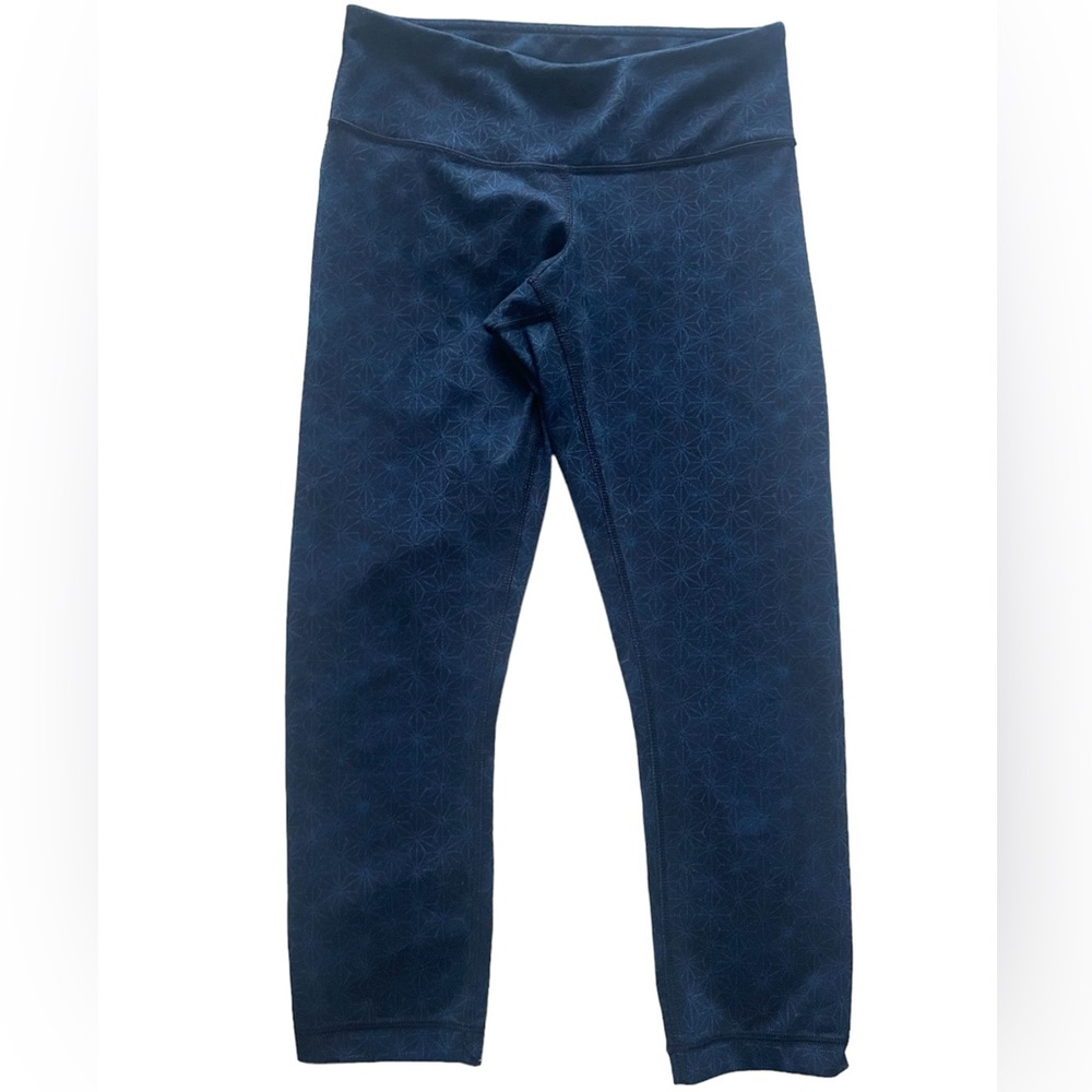 Lululemon Blue Starburst Wunder Under Crop Leggings